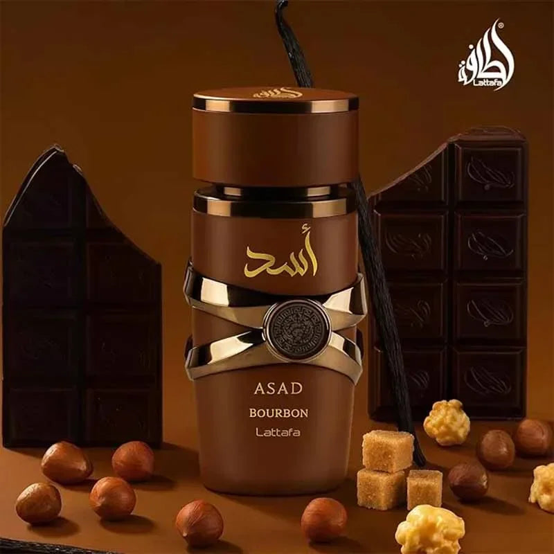 Lattafa Asad Bourbon - Eau De Parfum En Espray Unisex, 3.4 Onzas / 3.4 Fl Oz