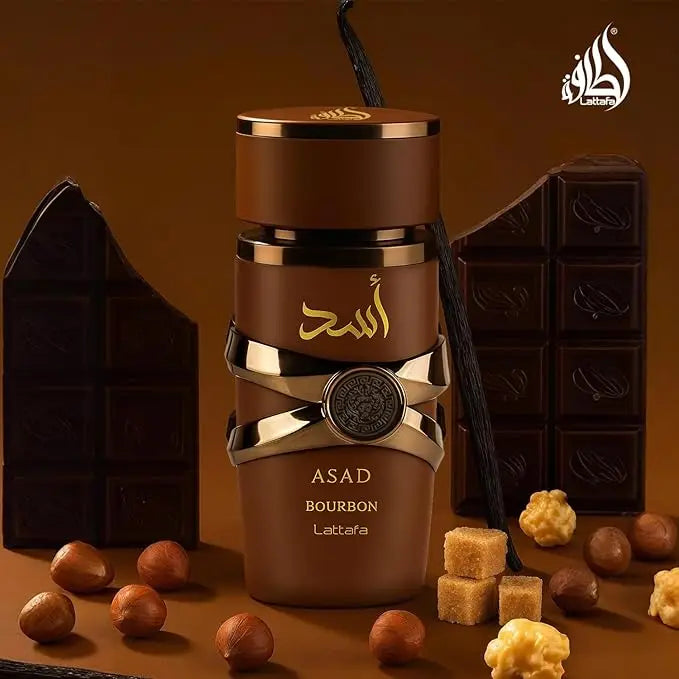 Lattafa Asad Bourbon - Eau De Parfum En Espray Unisex, 3.4 Onzas / 3.4 Fl Oz