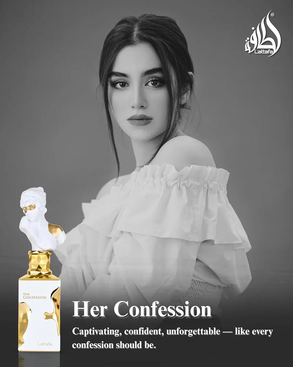 Lattafa Her Confession - Vanilla, Floral, Amber, Musk - Eau de Parfum Long-Lasting Fragrance for Women, 3.40 Ounce / 100 ml